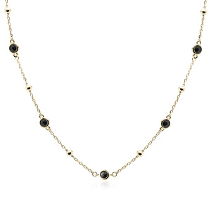 Silver (925) gold-plated necklace with balls and black zirconias