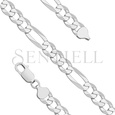 Silver (925) diamond-cut chain - figaro extra flat Ø 200 rhodium-plated