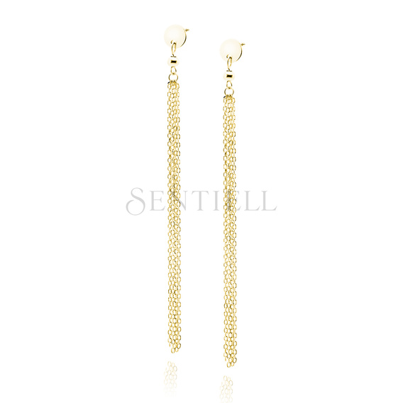 Silver (925) gold-plated earrings - circle with chains