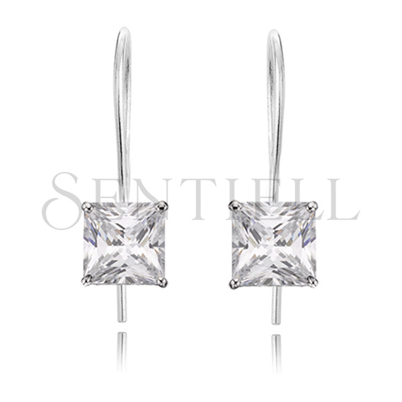 Silver (925) earrings white zirconia 4 x 4mm