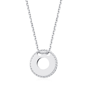 Collar de plata de ley 925 con colgante redondo facetado tipo diamante