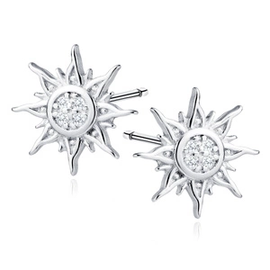 Silver (925) earrings suns with white zirconias