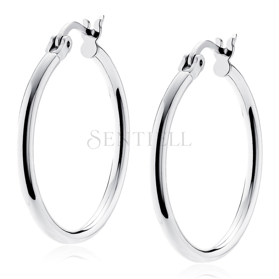 Silver (925) earrings hoops - highly polished