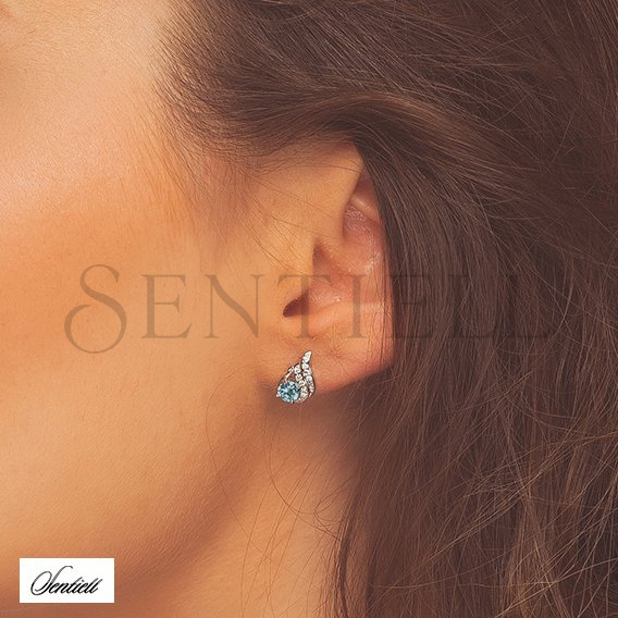 Silver (925) elegant earrings with aquamarine zirconia