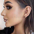 Silver (925) elegant round gold-plated earrings with black zirconia