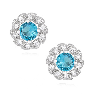 Silver (925) earrings with aquamarine zirconia