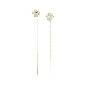 Silver (925) gold-plated earrings - paws with white zirconias