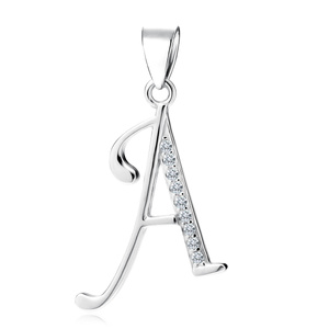 Silver (925) pendant with white zirconias - letter A