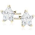 Silver (925) gold-plated earrings white zirconia 8 x 8mm stars