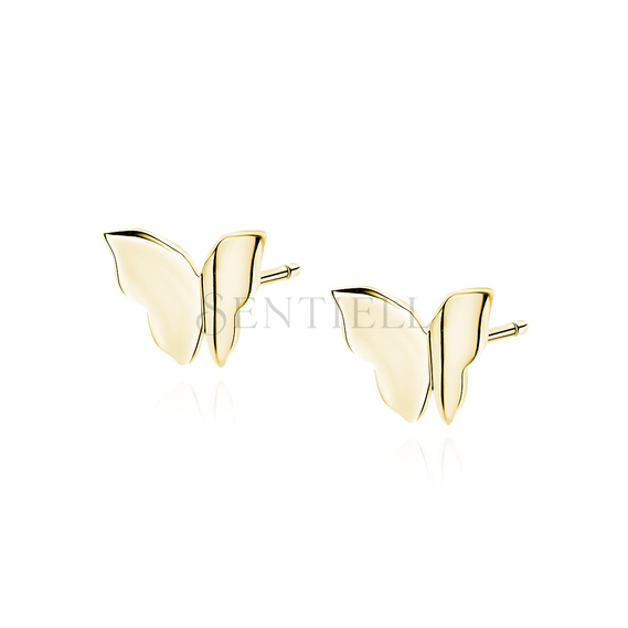 Silver (925) gold-plated earrings - butterfly