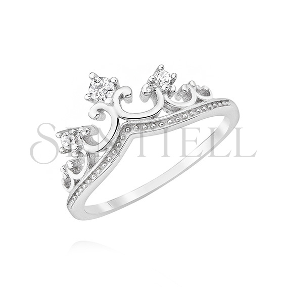 Silver (925) ring - crown with zirconia