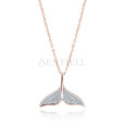 Silver (925) necklace whale tail with zirconias - rose gold-plated