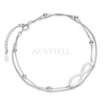 Silver (925) double chain bracelet - balls and infinity charm