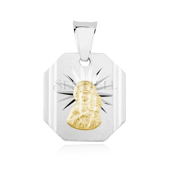 Colgante de Plata de ley 925 Virgen María / Virgen Negra chapado en oro