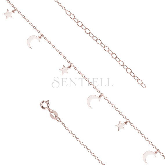 Silver (925) anklet - adjustable size with star and moon pendants 