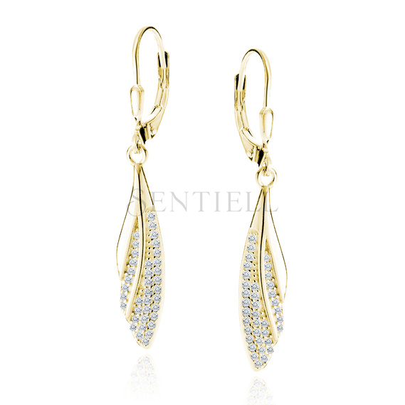 Silver (925) gold-plated earrings with white zirconias