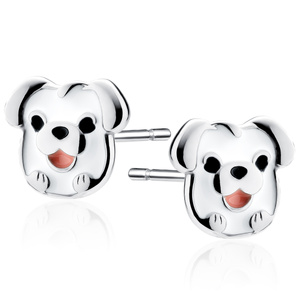 Silver (925) enameled earrings - dogs