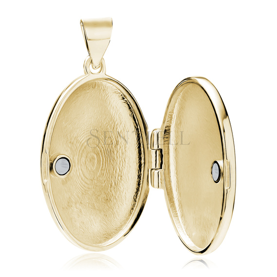 Silver (925) gold-plated polished pendant - oval shaped locket