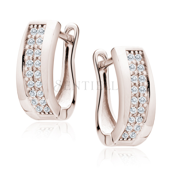 Silver (925) rose gold-plated earrings white zirconia