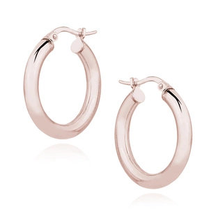 Silver (925) earrings hoops - rose gold-plated, highly polished