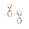 Silver (925) Earrings white zirconia - rose gold-plated infinity