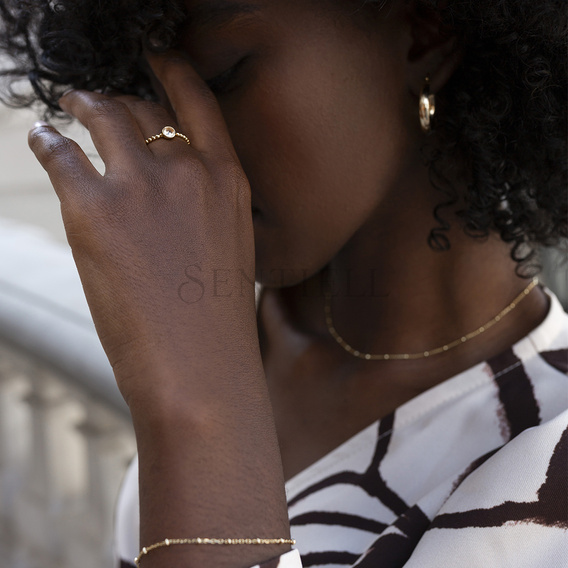 Pulsera de plata de ley 925 con ancla de diamante Ø 030 chapada en oro con bolas