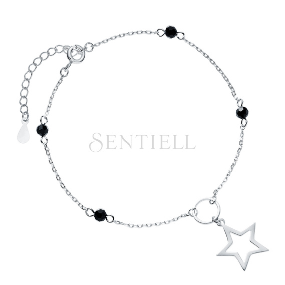 Silver (925) bracelet with star black spinels