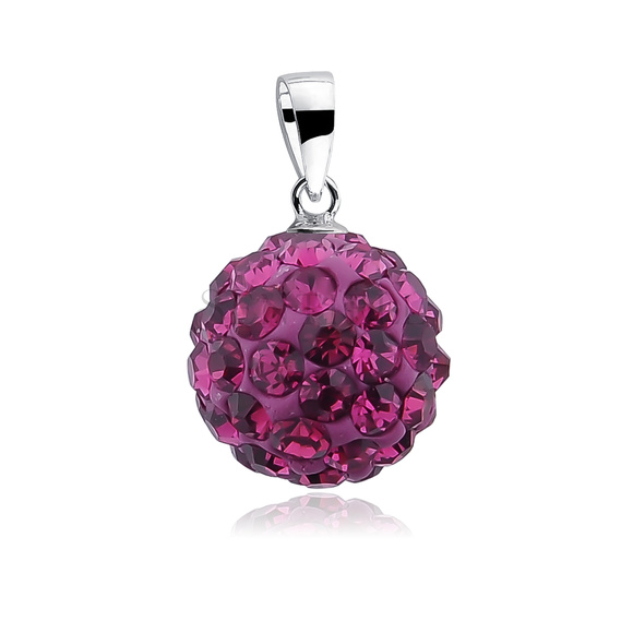 Silver (925) pendant disco ball 12mm fuchsia