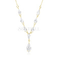 Silver (925) stylish, bridal, gold-plated necklace with zirconia