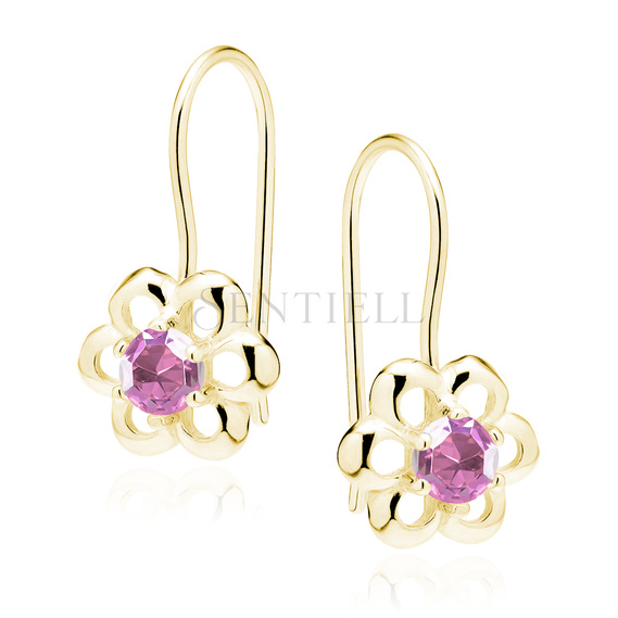 Silver (925) gold-plated Earrings pink zirconia