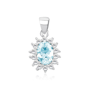 Silver (925) elegant pendant with Aqua Blue zirconia