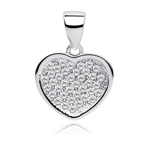 Silver (925) pendant white zirconia - heart small