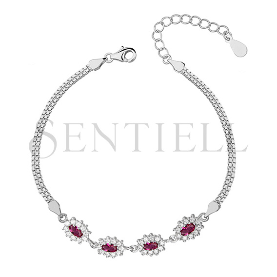 Silver (925) fashionable bracelet with ruby zirconias