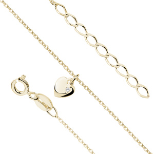 Silver (925) anklet - adjustable size with gold-plated heart and zirconia