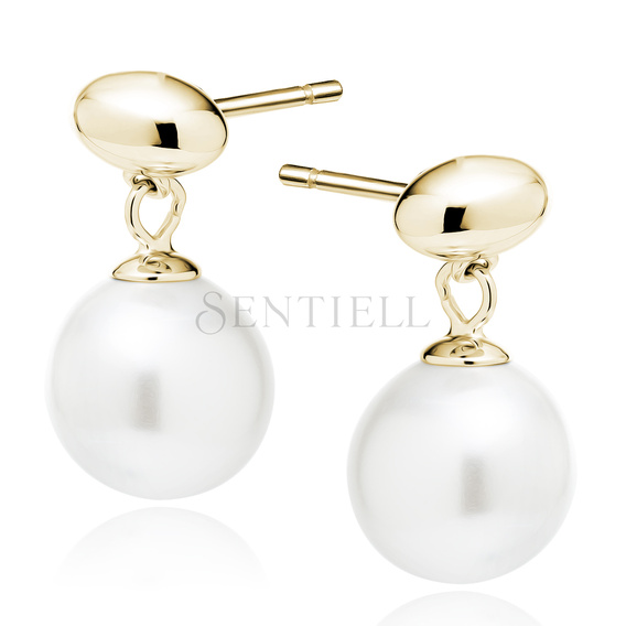 Pendientes de perlas en plata de ley 925 chapada en oro