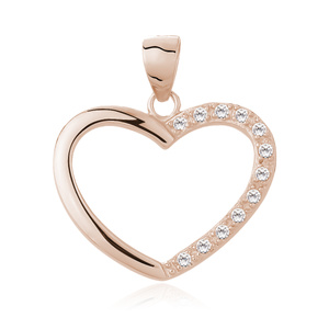 Silver (925) rose gold plated pendant white zirconia - heart