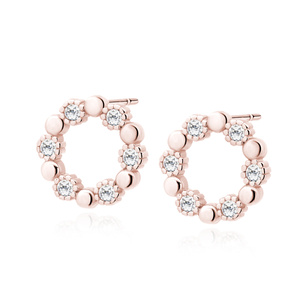 Silver (925) rose gold-plated earrings with white zirconia