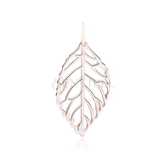 Silver (925) rose gold-plated leaf pendant