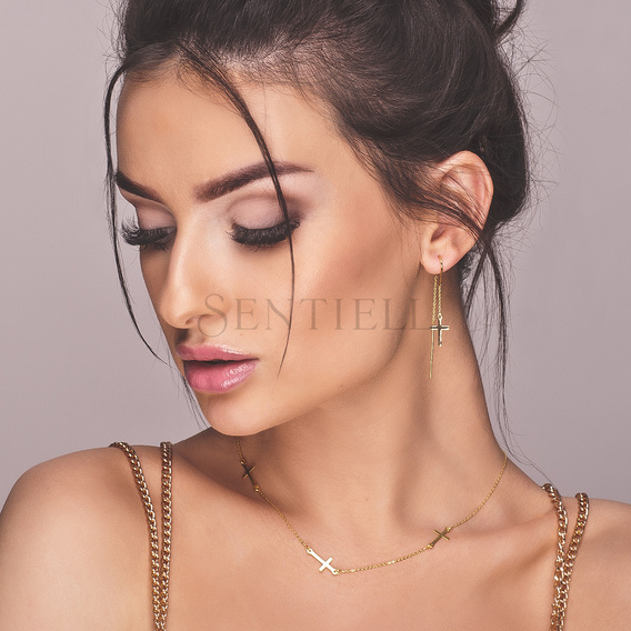 Silver (925) gold-plated earrings - crosses