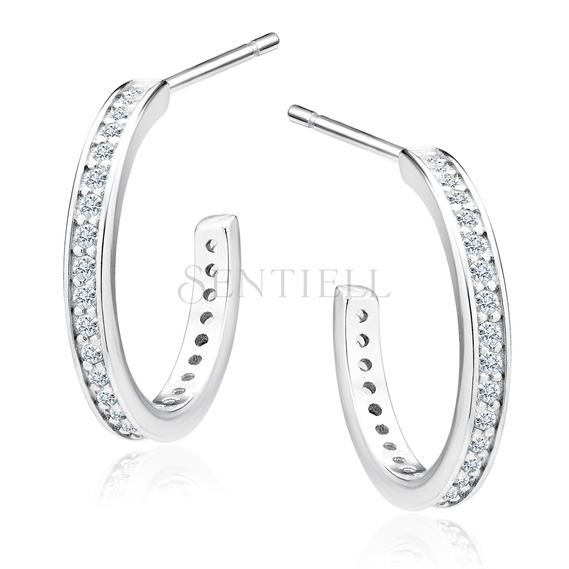 Silver (925) earrings open hoop with zirconias