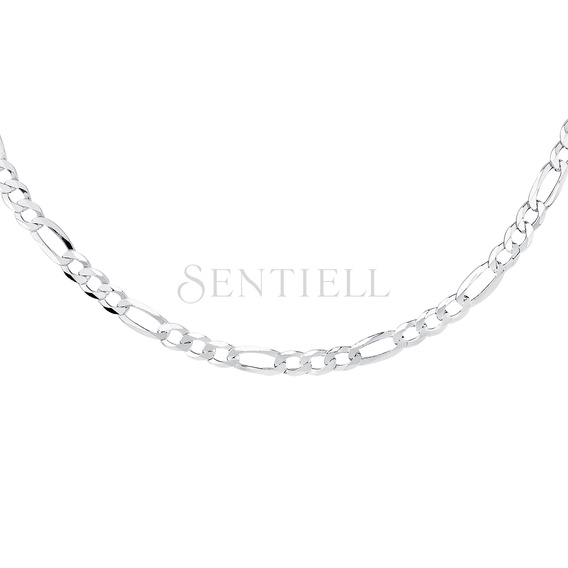 Silver (925) diamond-cut chain - figaro extra flat Ø 140 rhodium-plated