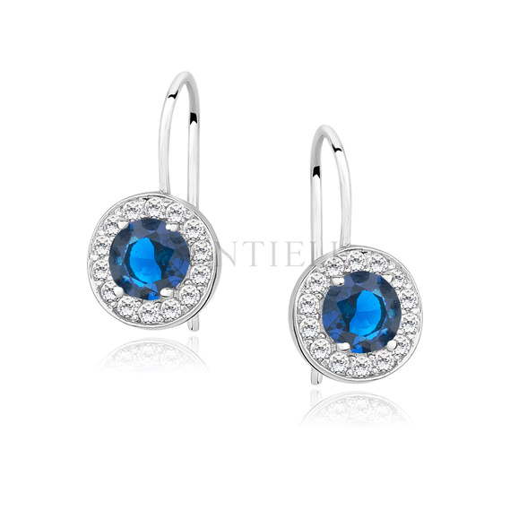 Silver (925) Earrings sapphire colored zirconia