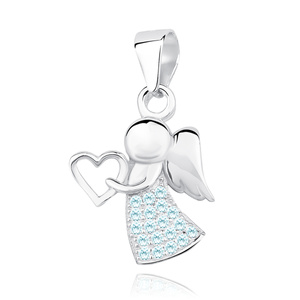 Silver (925) pendant with aquamarine zirconias - angel