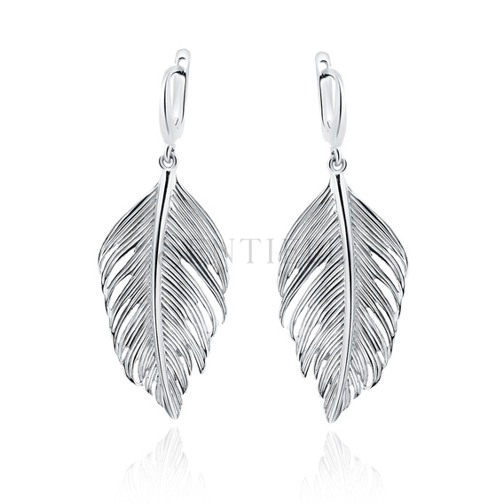 Silver (925) elegant feather earrings