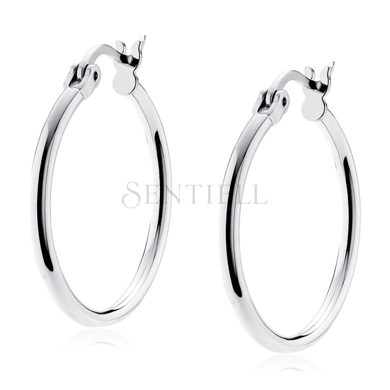 Silver (925) earrings hoops - highly polished