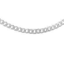 Silver (925) diamond-cut chain - curb extra flat Ø 140 rhodium-plated