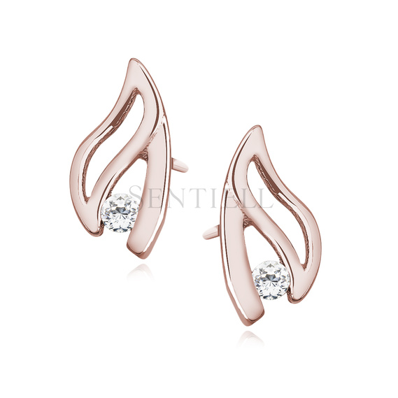 Silver (925) earrings with zirconia, rose gold-plated