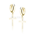 Silver (925) gold-plated earrings - circle with cross