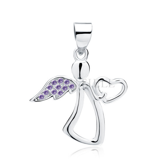 Silver (925) pendant with violet zirconia - angel