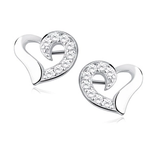 Silver (925) heart earrings with zirconia